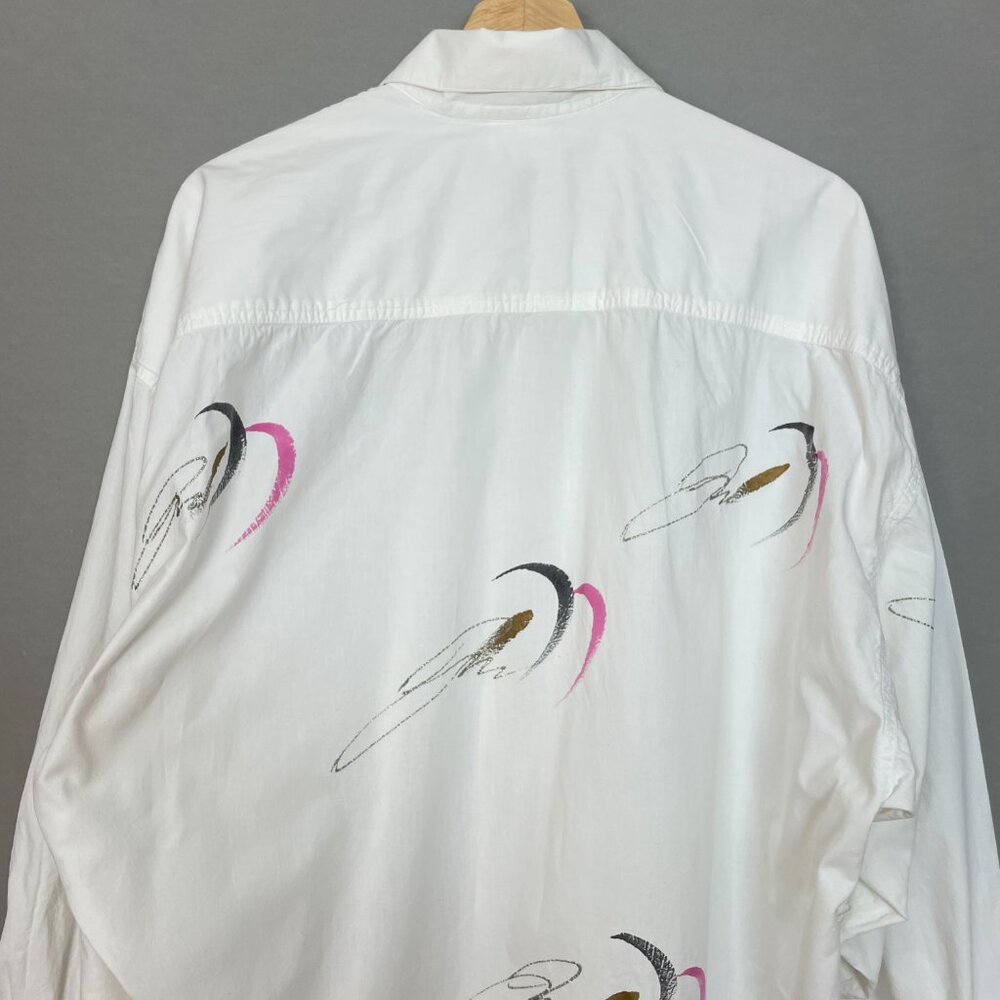 Vintage Artsy Shirt‎ Paint Splash Design Artist Bold Funky Women White Eclectic - Picture 5 of 16
